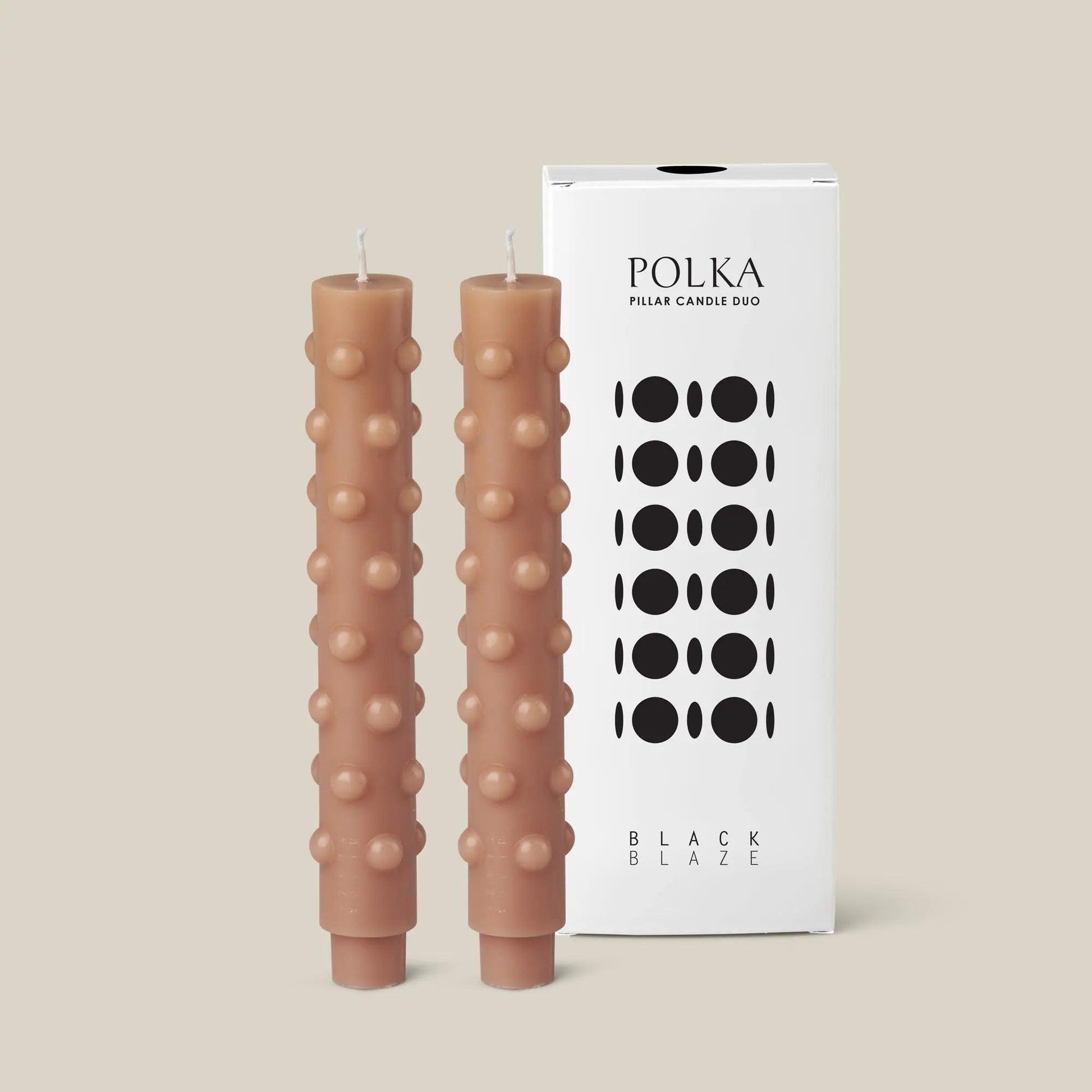 Polka Candle Duo - Nude - BLACK BLAZE - Pillar Candle - BLACK BLAZE