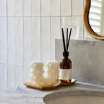 Polka Curl Curl Candle - White - BLACK BLAZE - Pillar Candle - BLACK BLAZE