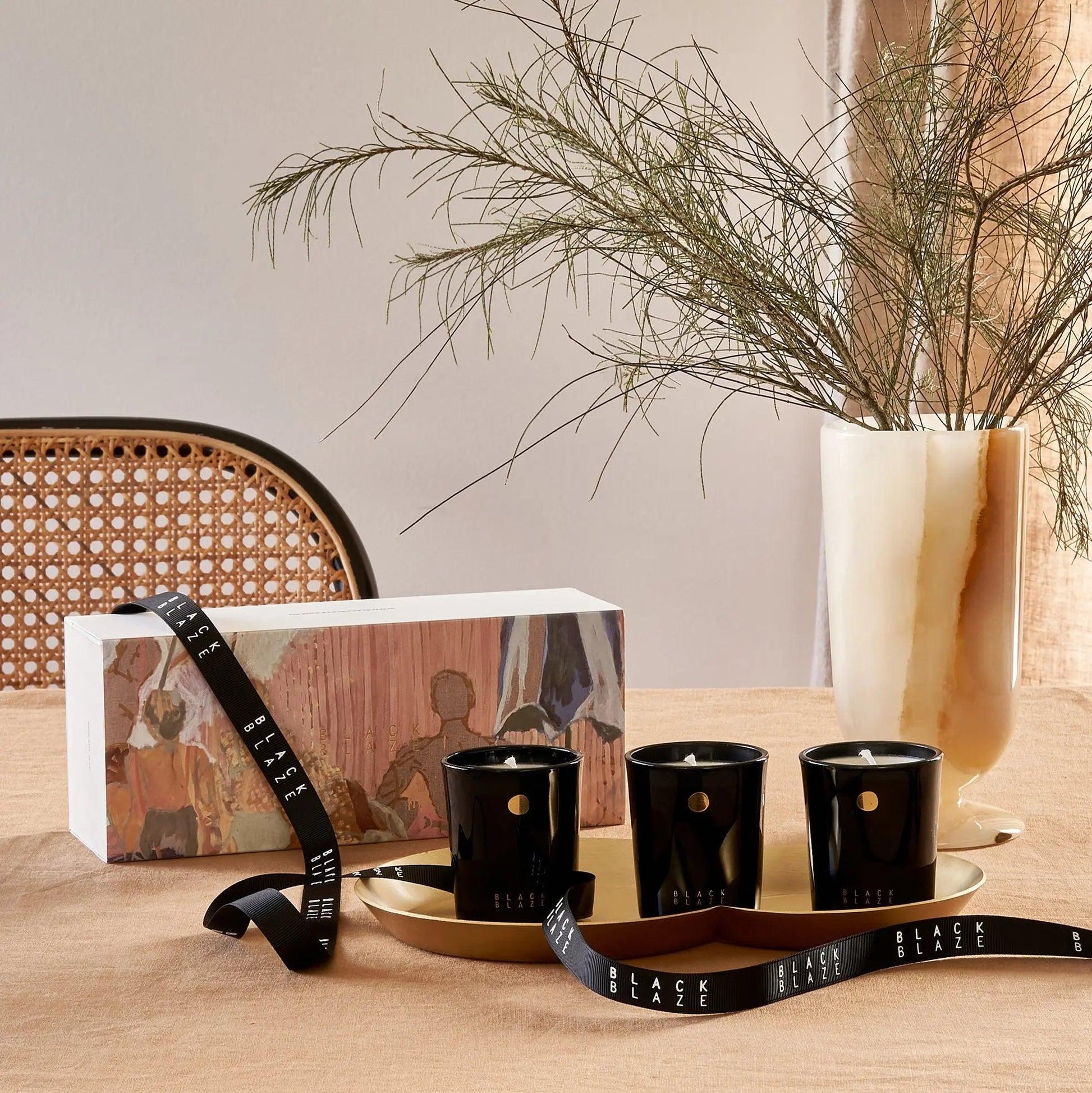 Scented Candle Trio- The Collector Set - BLACK BLAZE - THE GREAT OUTDOOR COLLECTION - BLACK BLAZE