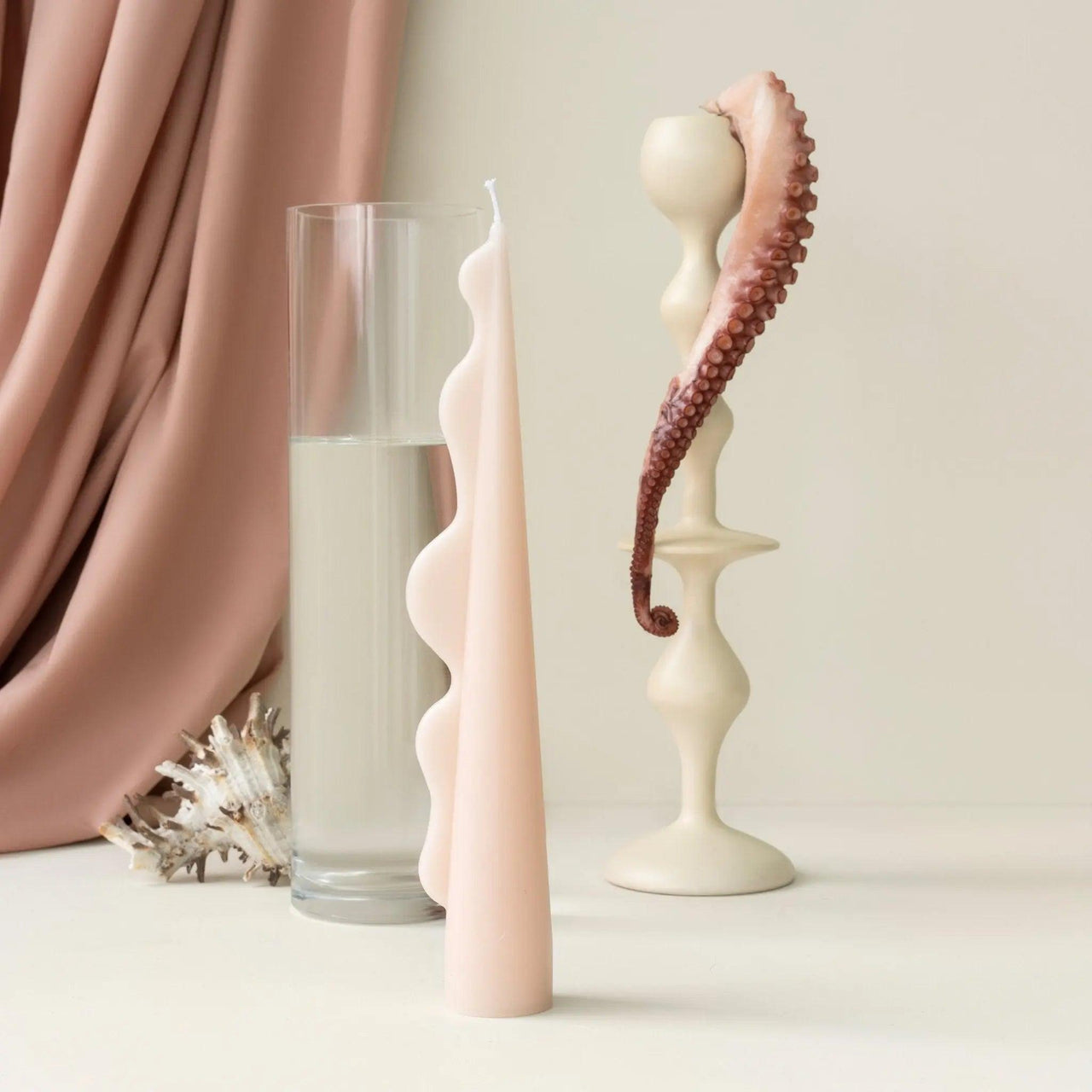 Seaweed Pillar Candle - Pink